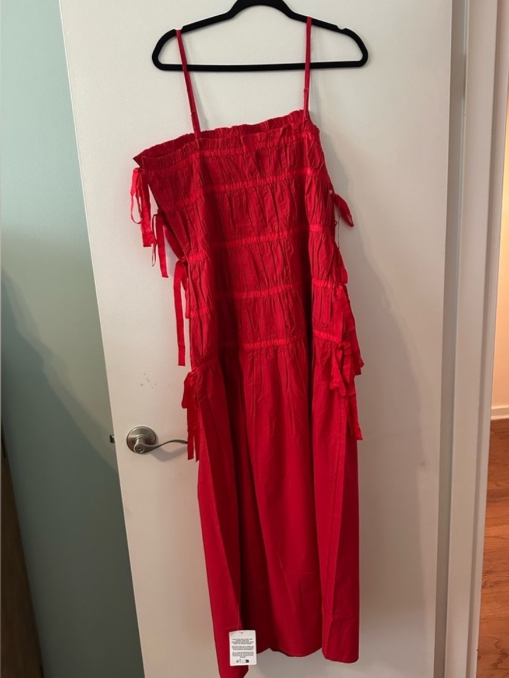NWT Topshop Vibrant Red Ruched Panel Midi Maxi Dress with Tie Sides 8 - Picture 10 of 11
